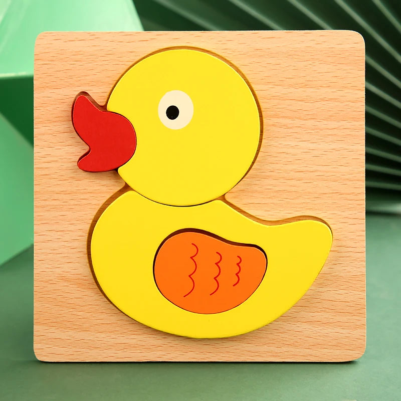 3D Wooden Cartoon Animal Puzzle – Fun & Educational Toy for Kids