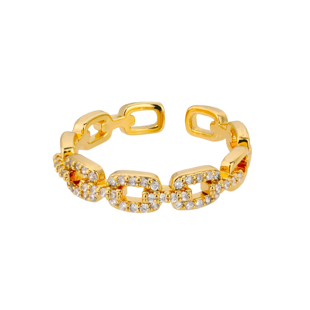 Twist-Chain Zircon Adjustable Stainless Steel Ring