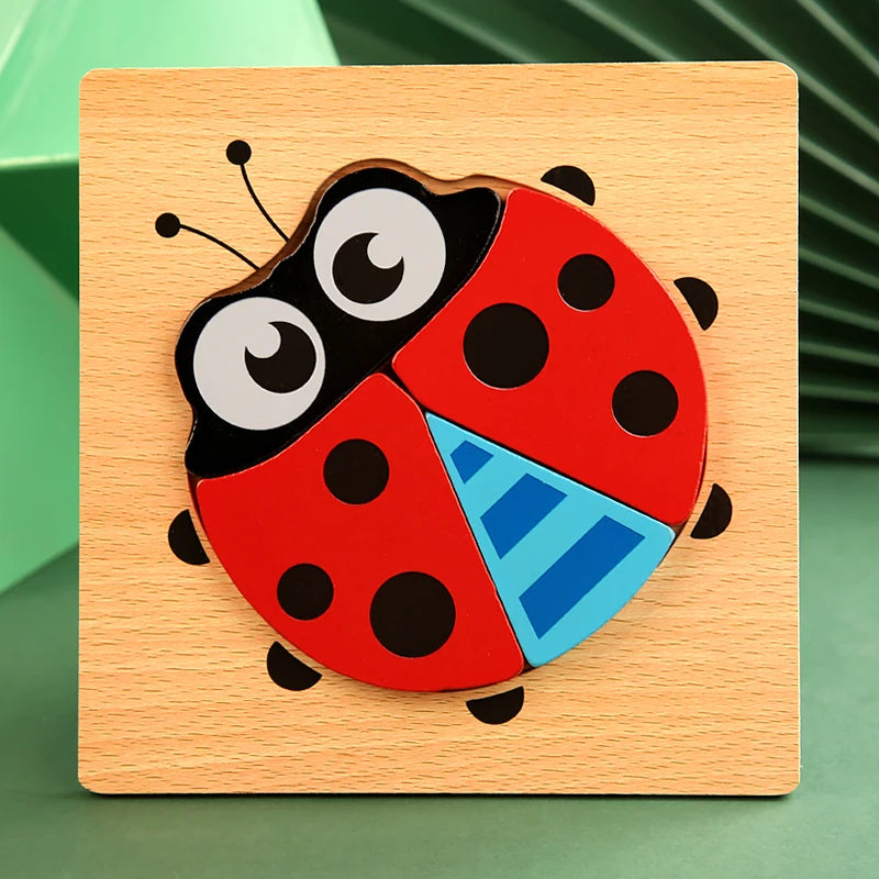 3D Wooden Cartoon Animal Puzzle – Fun & Educational Toy for Kids