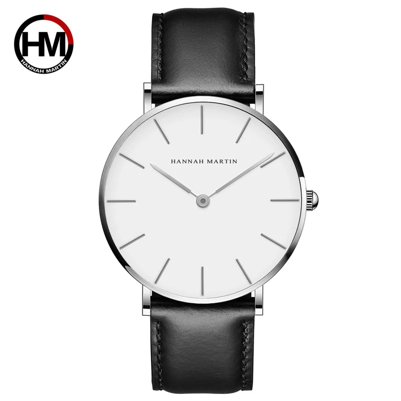 Slim Rose-Gold Dial Leather Quartz Dress Watch