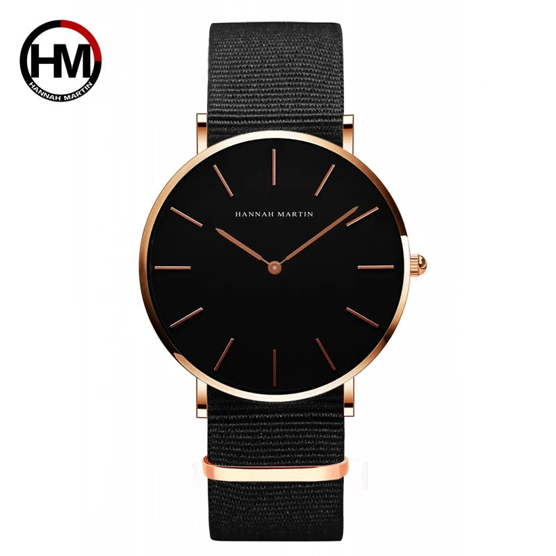 Slim Rose-Gold Dial Leather Quartz Dress Watch