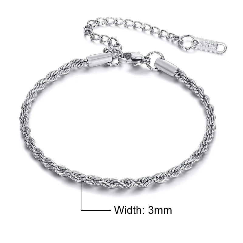 Twisted Singapore Chain Stainless Steel Bracelet