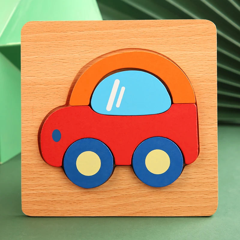 3D Wooden Cartoon Animal Puzzle – Fun & Educational Toy for Kids