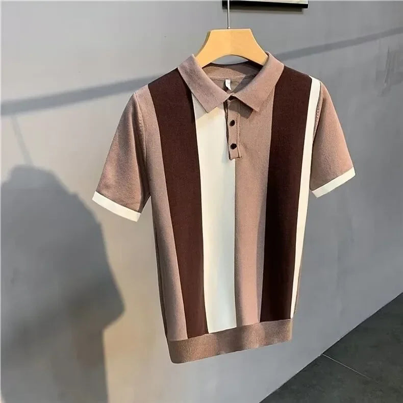 Japanese-Style Preppy Lazy No-Tie Neck Scarf – Fashion Stripe/Brown Series