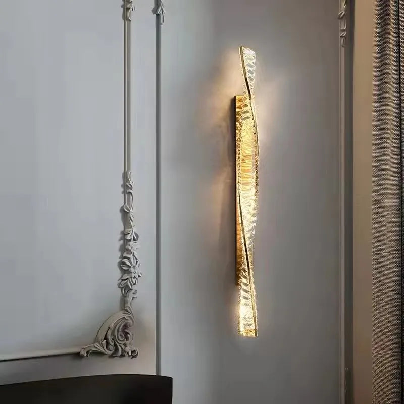Modern Luxury Crystal Wall Lamp – Golden LED Wall Sconce for Home Decor