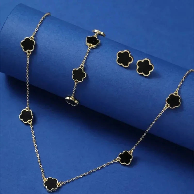 Lucky Clover Enamel 3-Piece Jewelry Set