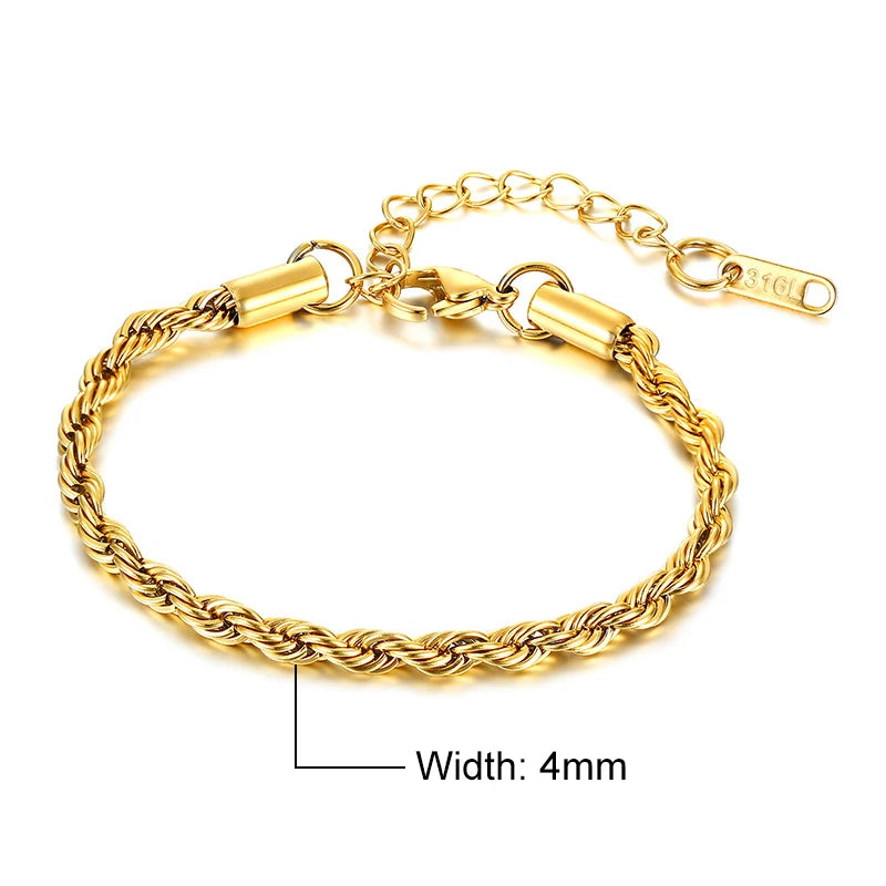Twisted Singapore Chain Stainless Steel Bracelet