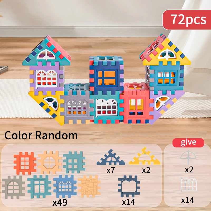 Creative House Building Blocks – Colorful Educational Construction Toy for Kids