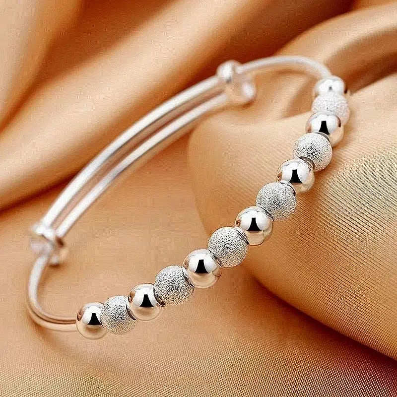 Women's Luxury Silver Beads Bracelet – Adjustable, Elegant Party Jewelry