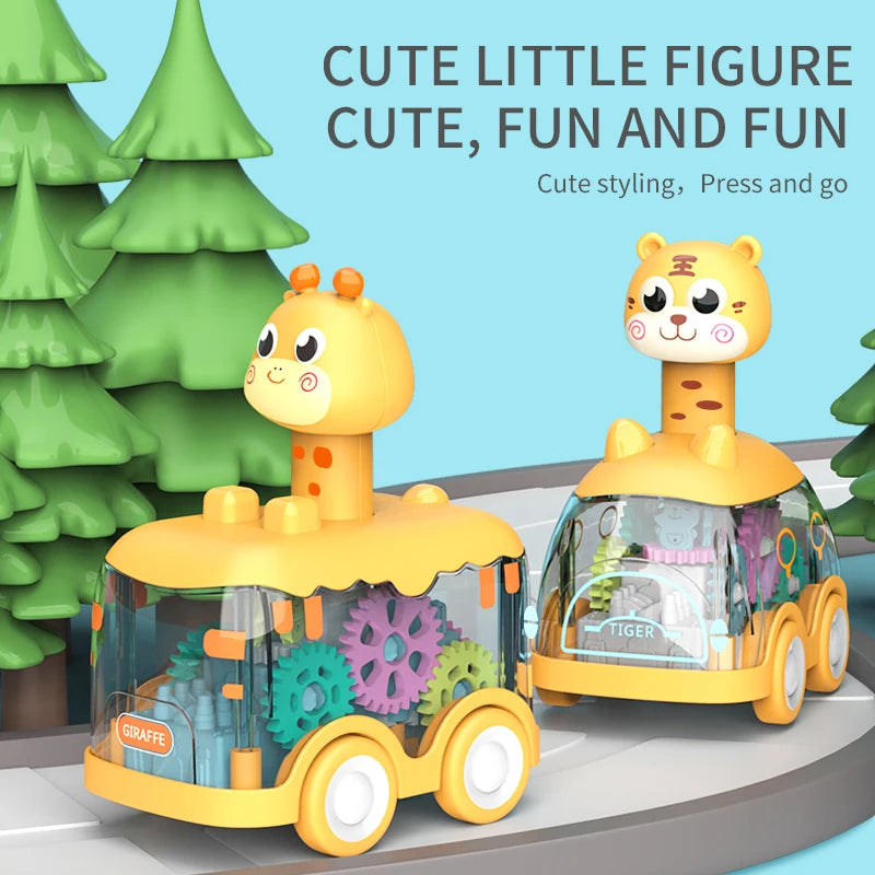 Children’s Gear Car with Animal Top – Press-and-Go Inertia Toy