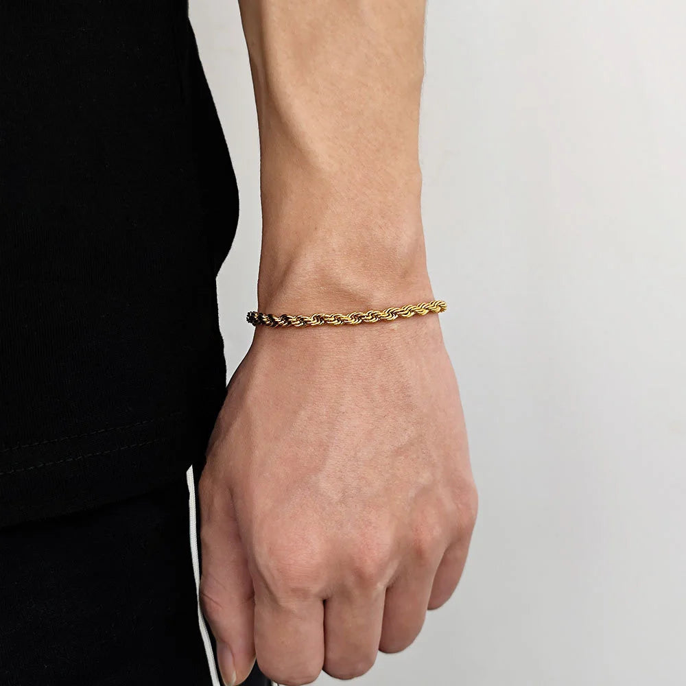Twisted Stainless Steel Link Bracelet with Lobster Clasp, Everyday Classic