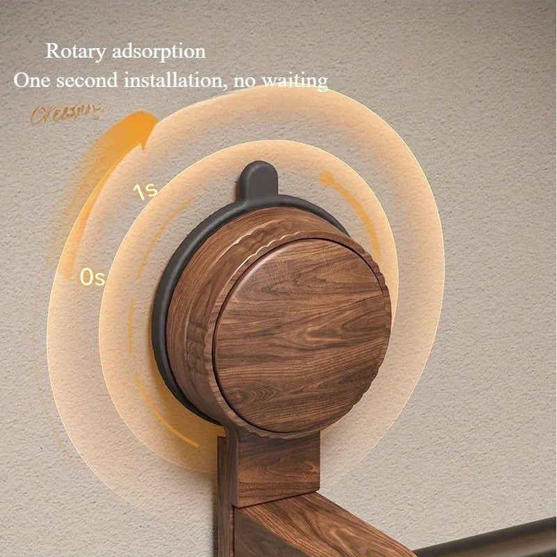 Vintage Walnut Wood Towel Ring – No-Drill Wall-Mounted Holder