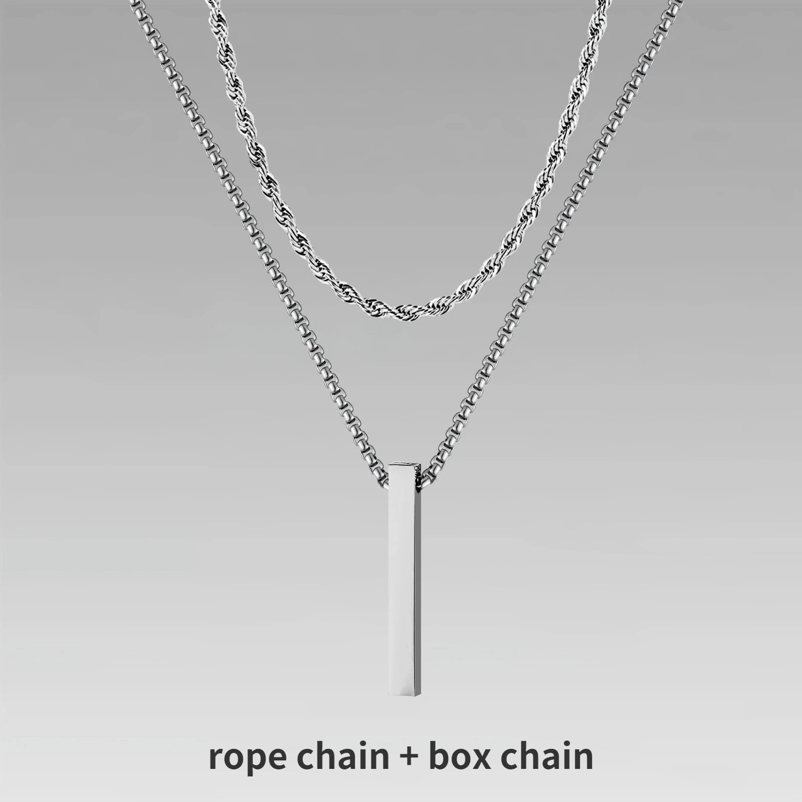 Polished Stainless Steel Vertical Bar Pendant Necklace, Layer-Ready Minimal Style