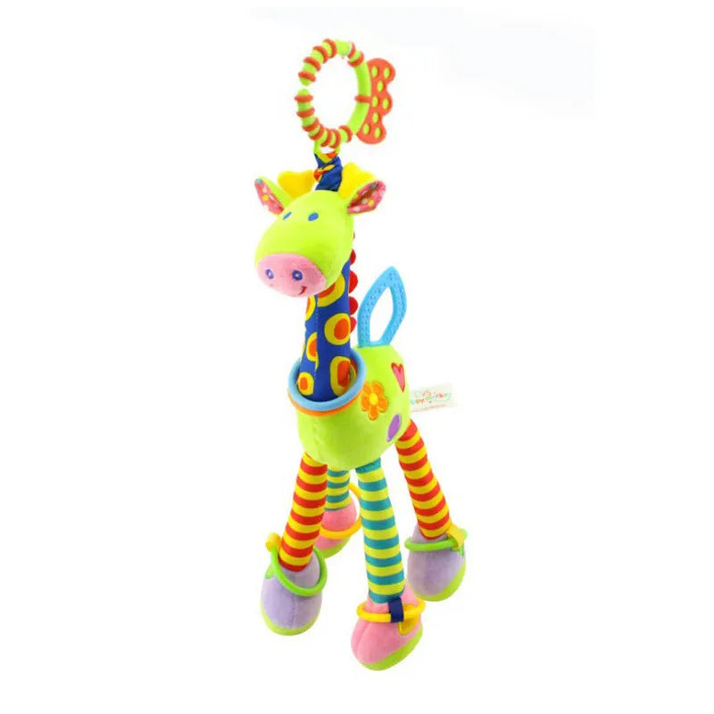 Soft Plush Giraffe or Zebra Rattle Toy with Teether – Hanging Developmental Baby Toy