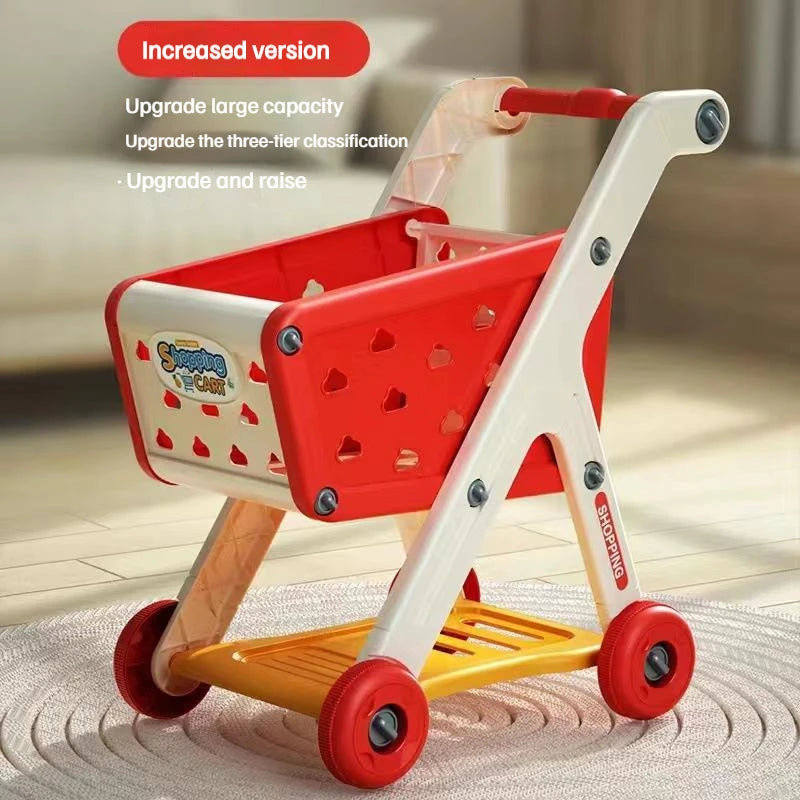 Kids Shopping Cart Toy with Fruits – Educational Pretend Play Set