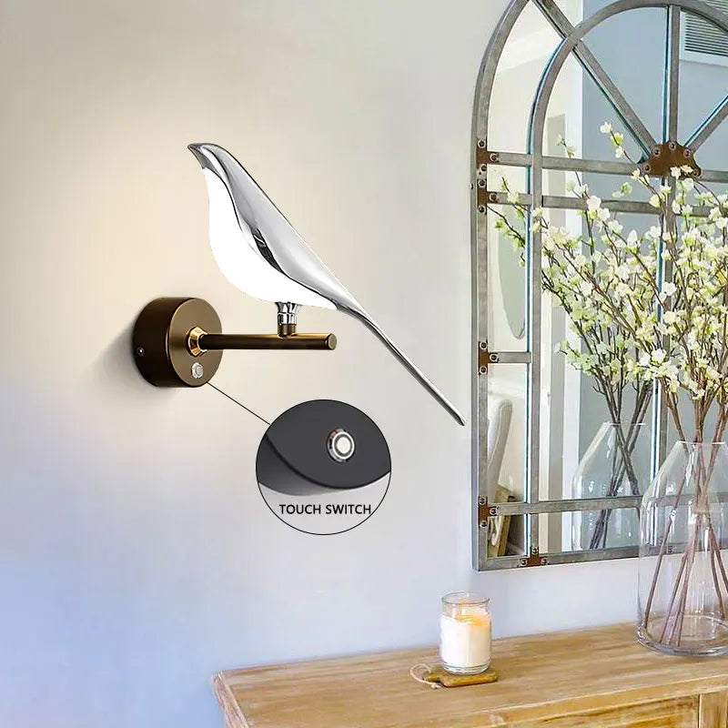 Nordic Touch LED Wall Lamp – Bird Design Gold/Silver Decorative Light
