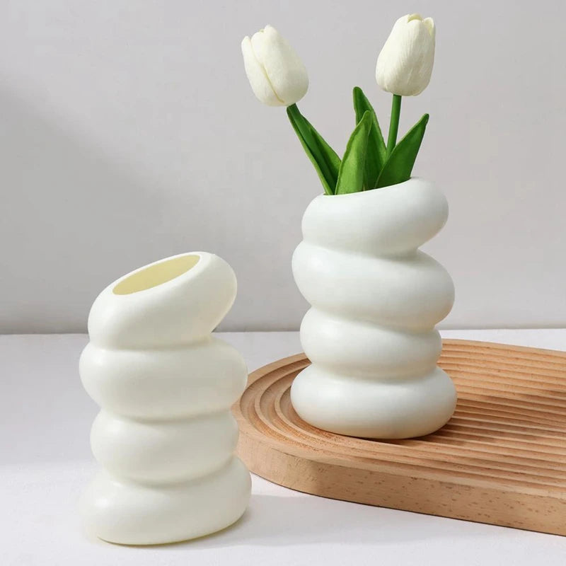Plastic Spiral White Vase – Nordic Creative Decoration for Home