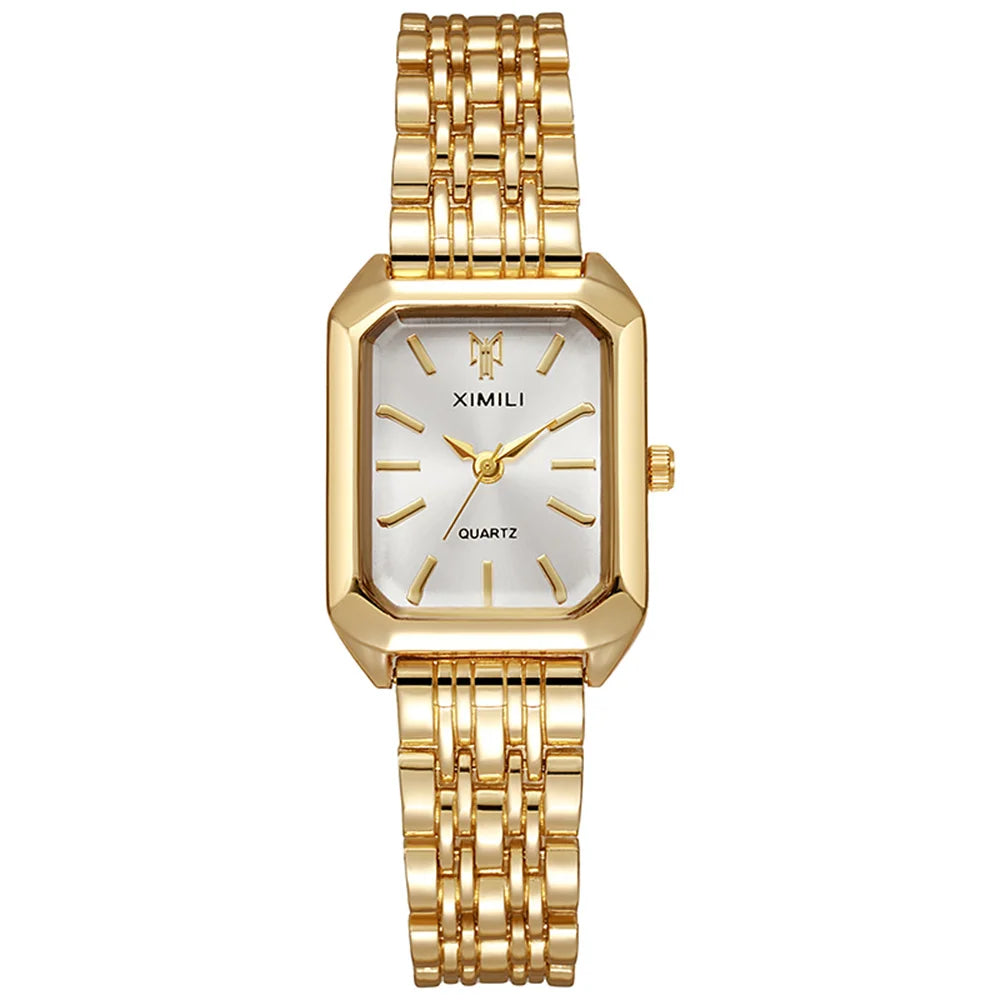 Square Dial Gold-Tone Quartz Bracelet Watch