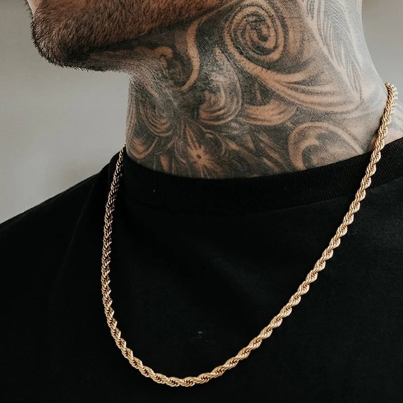 Minimalist Twist Rope Stainless Steel Chain Necklace