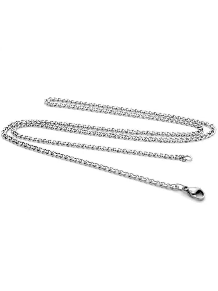 Slim Minimalist Stainless Steel Cuban Link Chain Necklace, 3 mm, 40 cm
