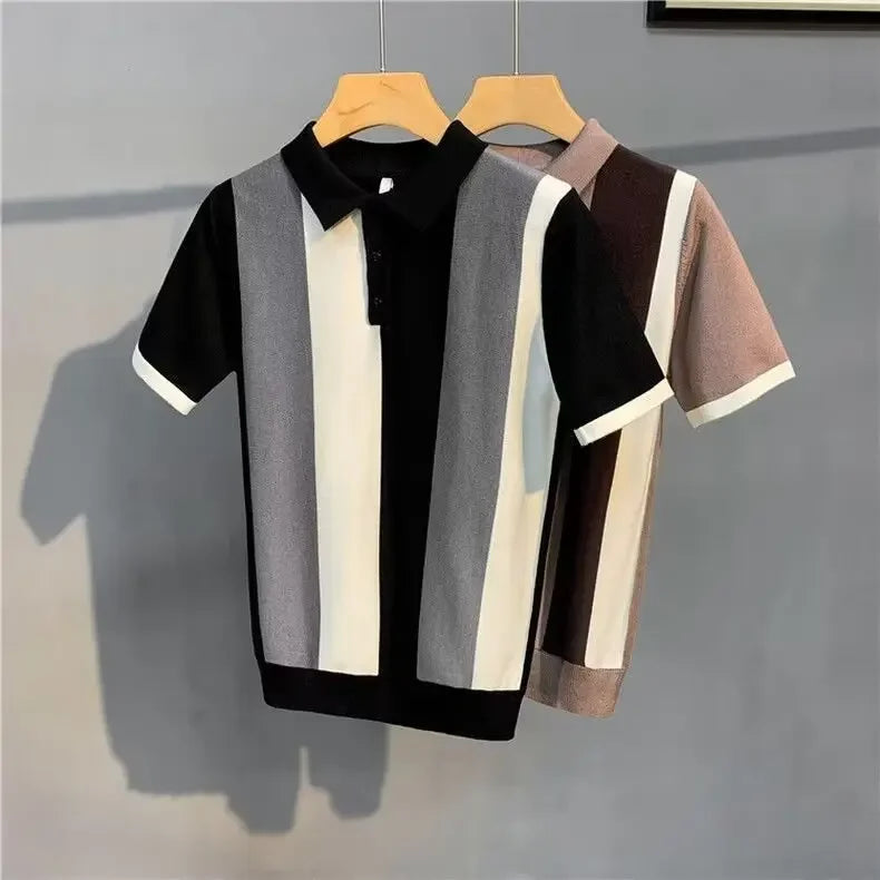 Japanese-Style Preppy Lazy No-Tie Neck Scarf – Fashion Stripe/Brown Series