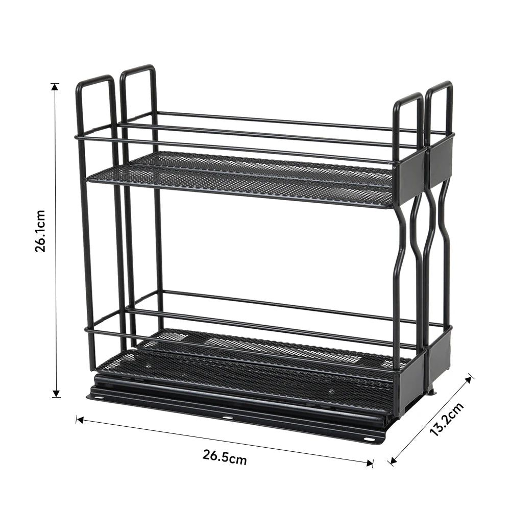 Voltsify Slide-Out Metal Spice Rack – Double-Layer Storage for Kitchen Organization