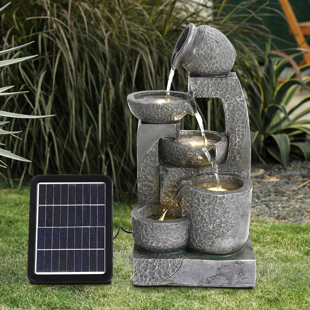 Solar-Powered Cascade Water Fountain – Elegant Decoration for Gardens, Patios & Balconies