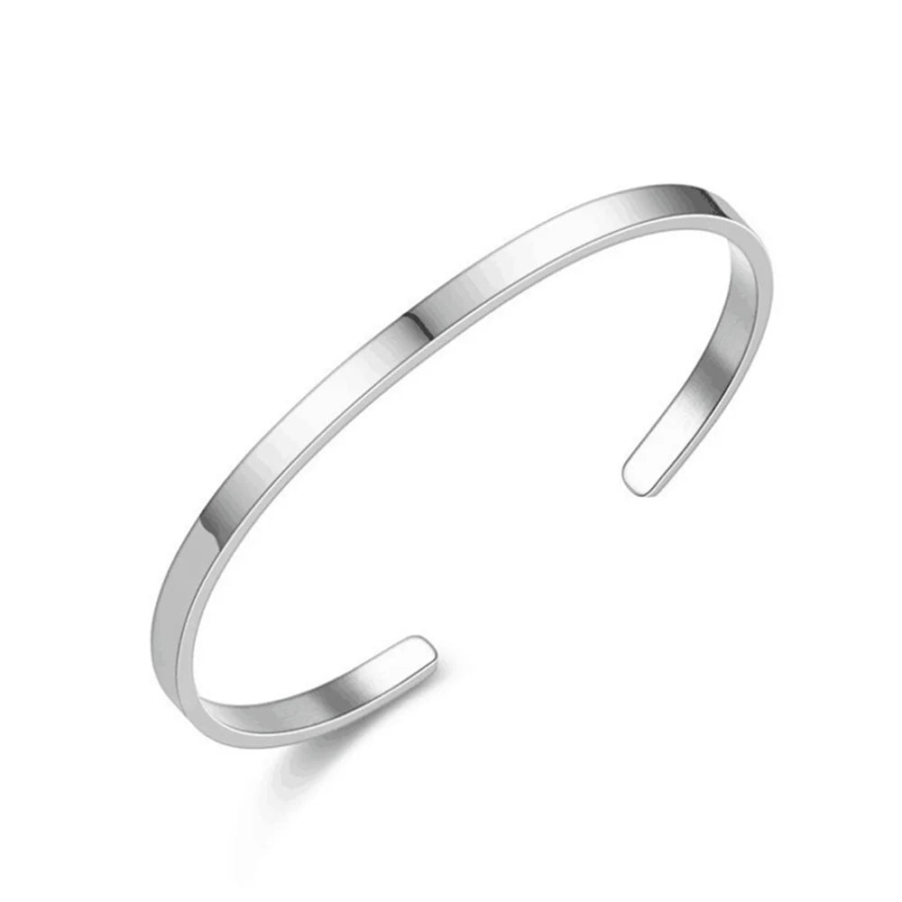 3mm Stainless Steel Cuban Link Open Cuff Bracelet – Adjustable Unisex Minimalist