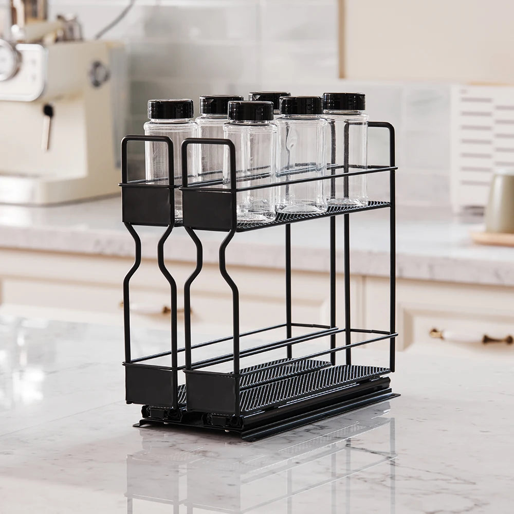 Voltsify Slide-Out Metal Spice Rack – Double-Layer Storage for Kitchen Organization