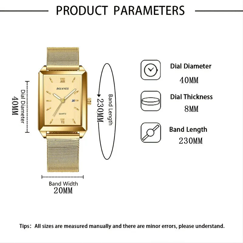 Women's Luxury Quartz Watch – Gold Mesh Band, Ultra-Thin, Elegant Design