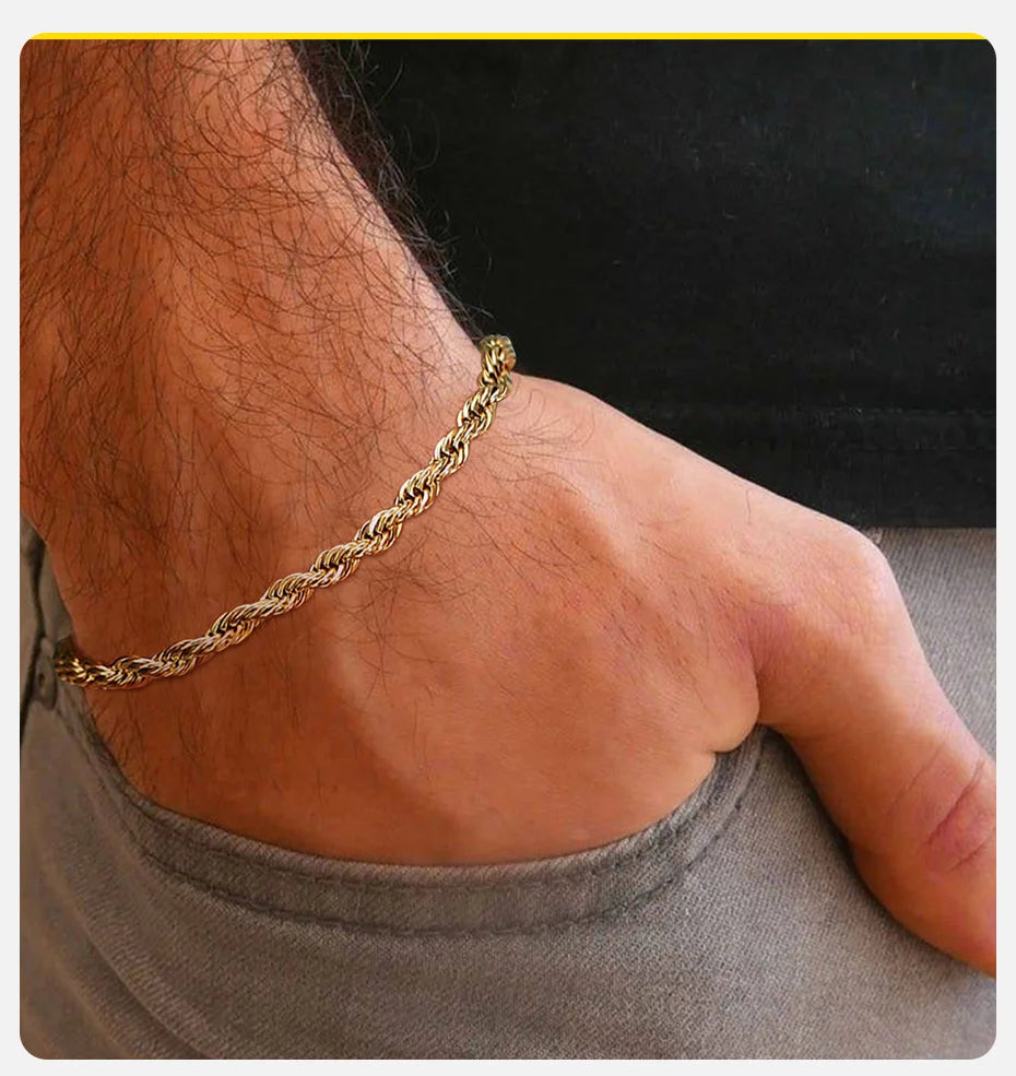 Twisted Singapore Chain Stainless Steel Bracelet
