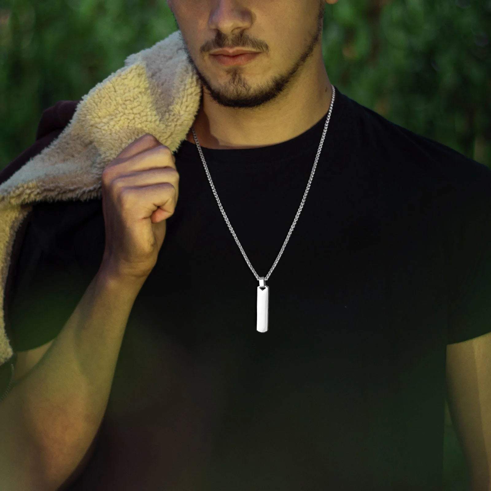 Minimal Layered Bar Pendant Stainless Steel Necklace Set
