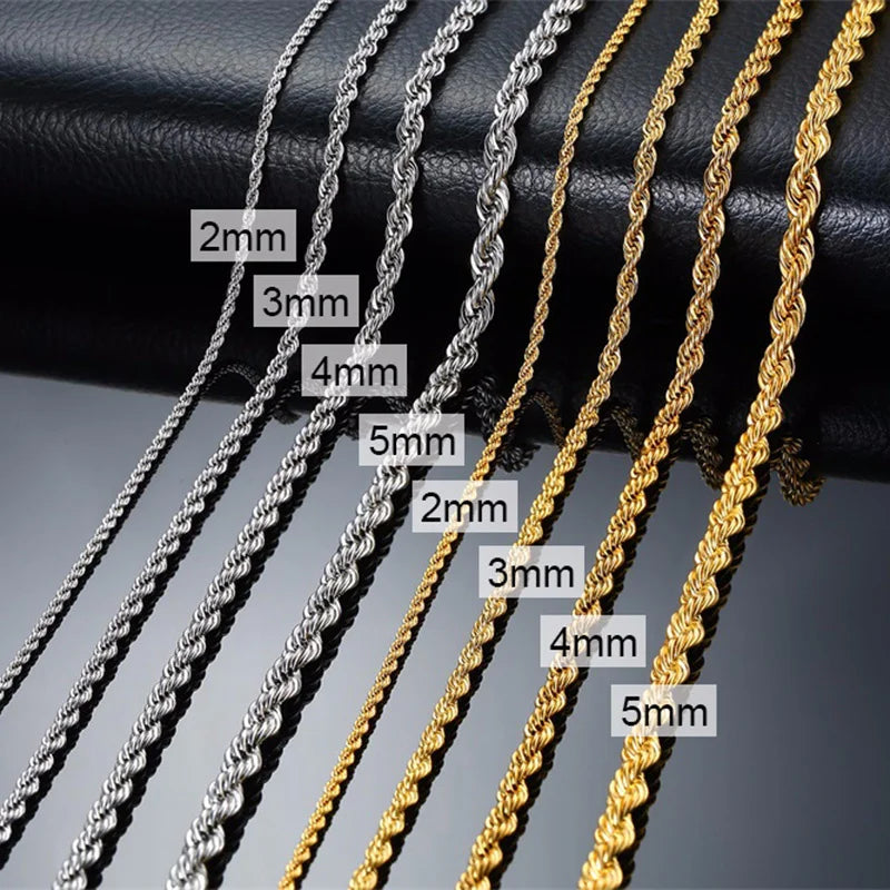 Minimalist Twist Rope Stainless Steel Chain Necklace