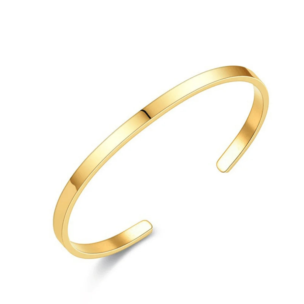 3mm Stainless Steel Cuban Link Open Cuff Bracelet – Adjustable Unisex Minimalist