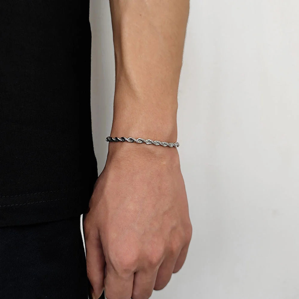 Twisted Stainless Steel Link Bracelet with Lobster Clasp, Everyday Classic
