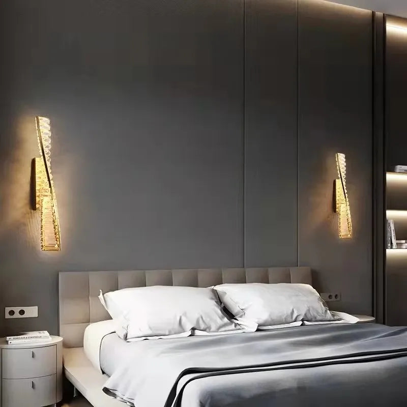 Modern Luxury Crystal Wall Lamp – Golden LED Wall Sconce for Home Decor