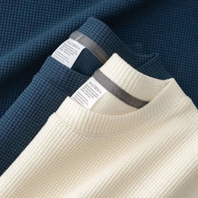 Men’s Waffle-Knit Breathable Short-Sleeve T-Shirt, Round Neck – Soft Casual Summer