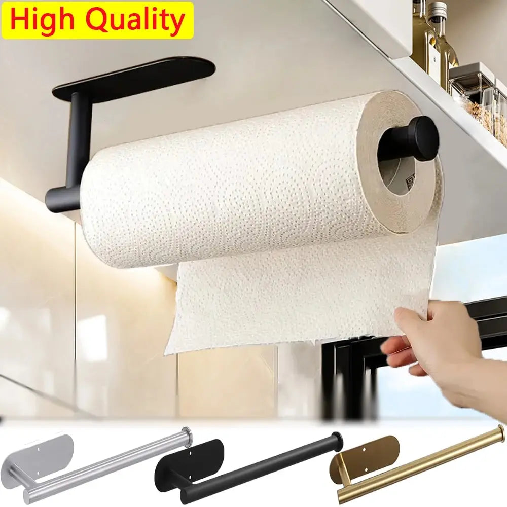 Kitchen Paper Towel Holder Adhesive Tissue Hanger Toilet Roll Paper Dispenser Cabinet Storage