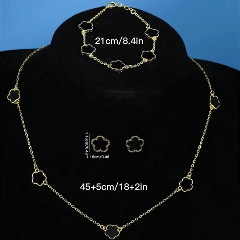 Lucky Clover Enamel 3-Piece Jewelry Set