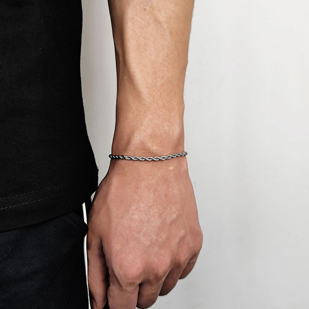 Twisted Stainless Steel Link Bracelet with Lobster Clasp, Everyday Classic