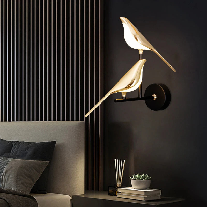 Nordic Touch LED Wall Lamp – Bird Design Gold/Silver Decorative Light