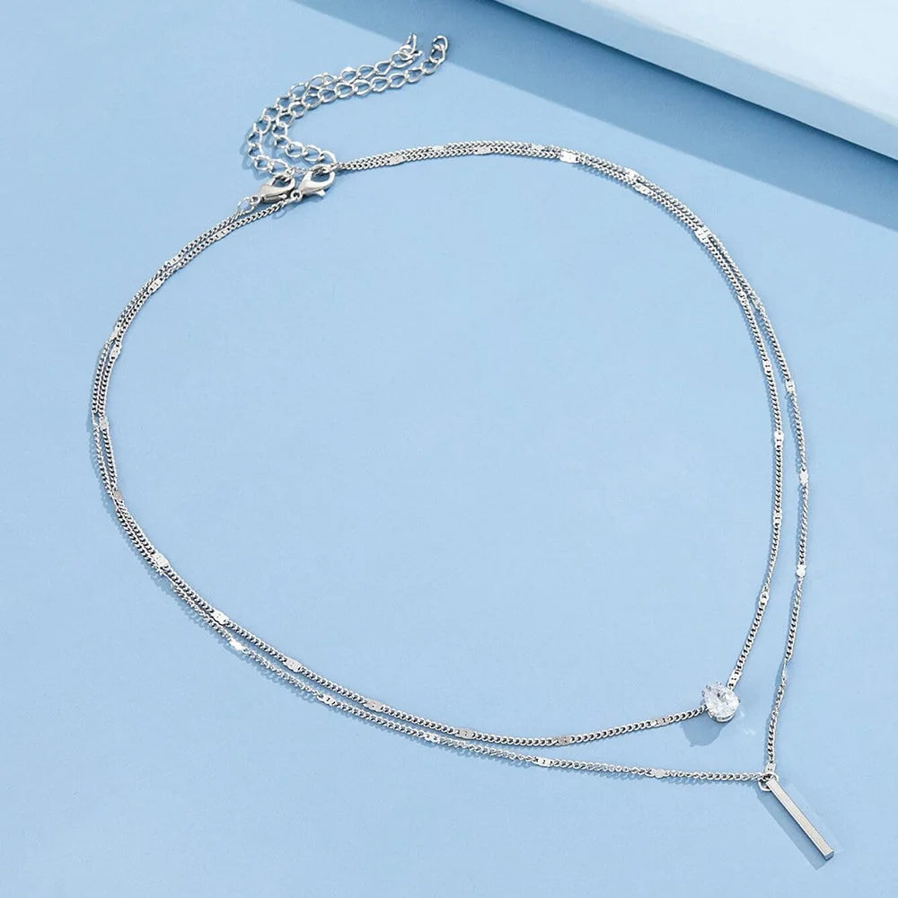 Women's Trendy Multilayer Zircon Pendant Necklace – Elegant Fashion Jewelry
