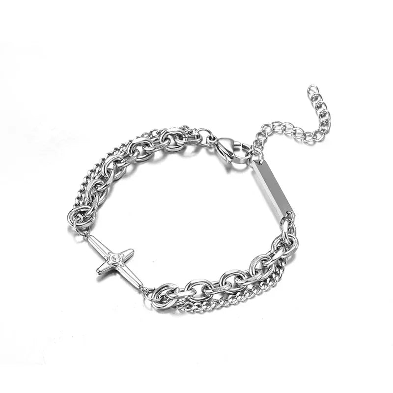 Vintage Star Bracelet – Unisex Punk Multilayer Chain & Link Design
