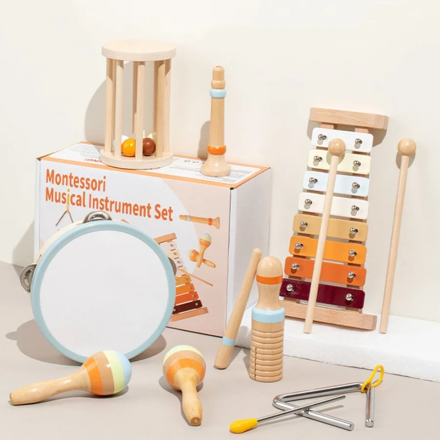 Wooden Musical Instrument Set – 5-Piece Educational Toy for Kids