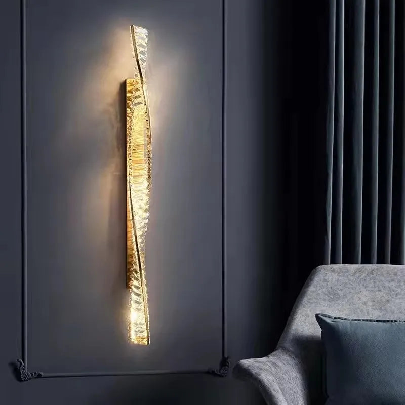 Modern Luxury Crystal Wall Lamp – Golden LED Wall Sconce for Home Decor