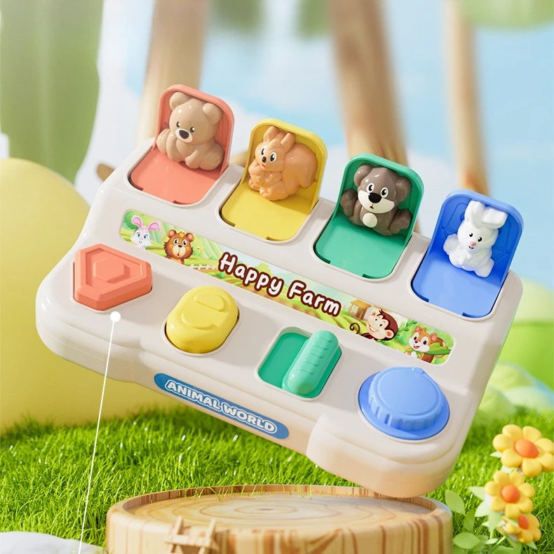 Educational Hide-and-Seek Toy Box with Interactive Animal Buttons