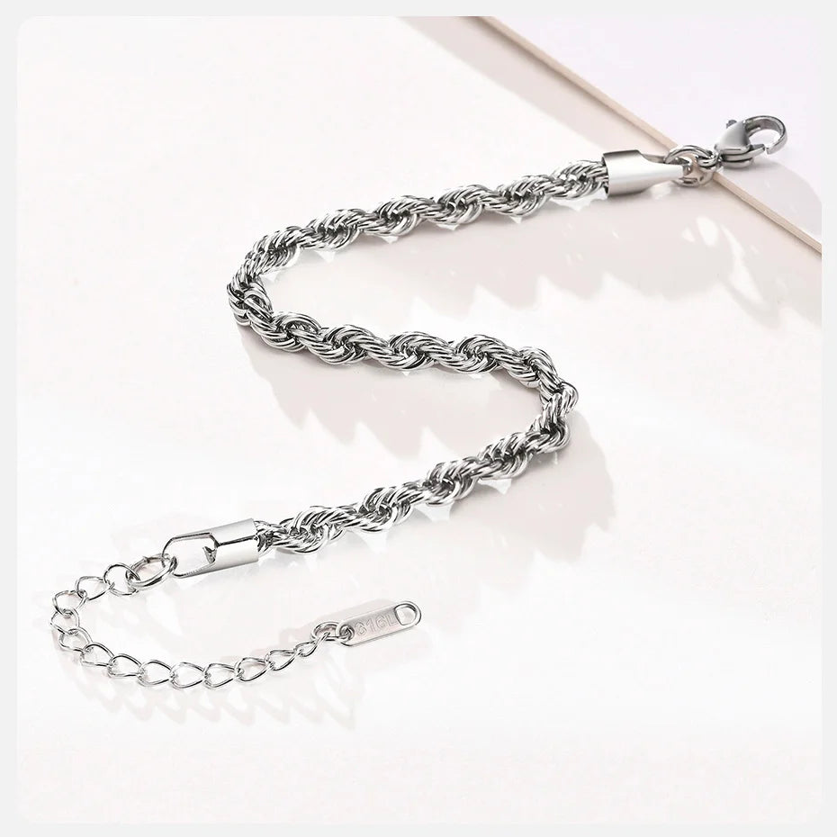 Twisted Singapore Chain Stainless Steel Bracelet