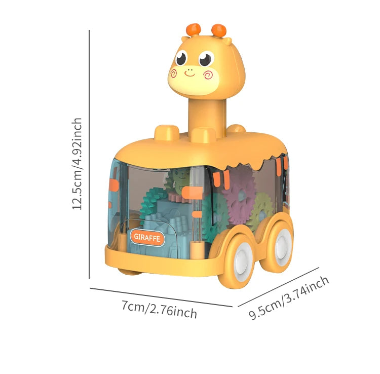 Children’s Gear Car with Animal Top – Press-and-Go Inertia Toy