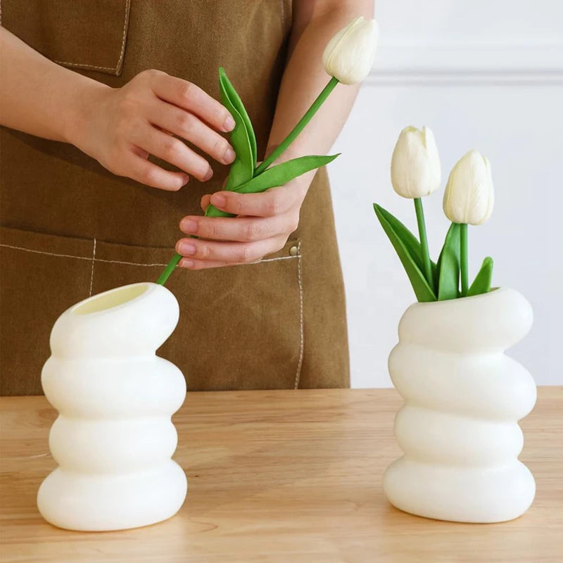 Plastic Spiral White Vase – Nordic Creative Decoration for Home
