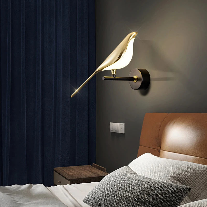 Nordic Touch LED Wall Lamp – Bird Design Gold/Silver Decorative Light